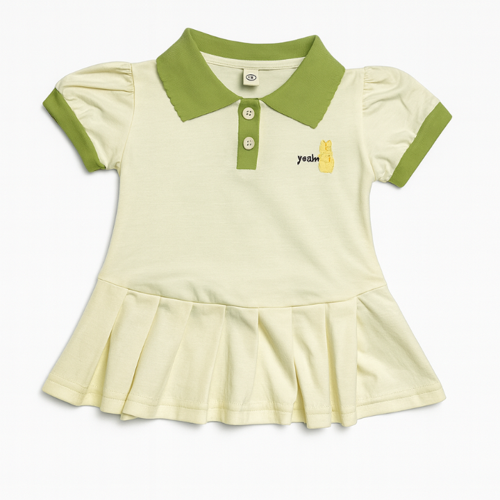 Cute Girls Polo Style Pleated top