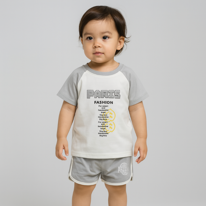 "Paris Fashion" Summer Suit – 2 Piece Set (T-Shirt + Shorts)