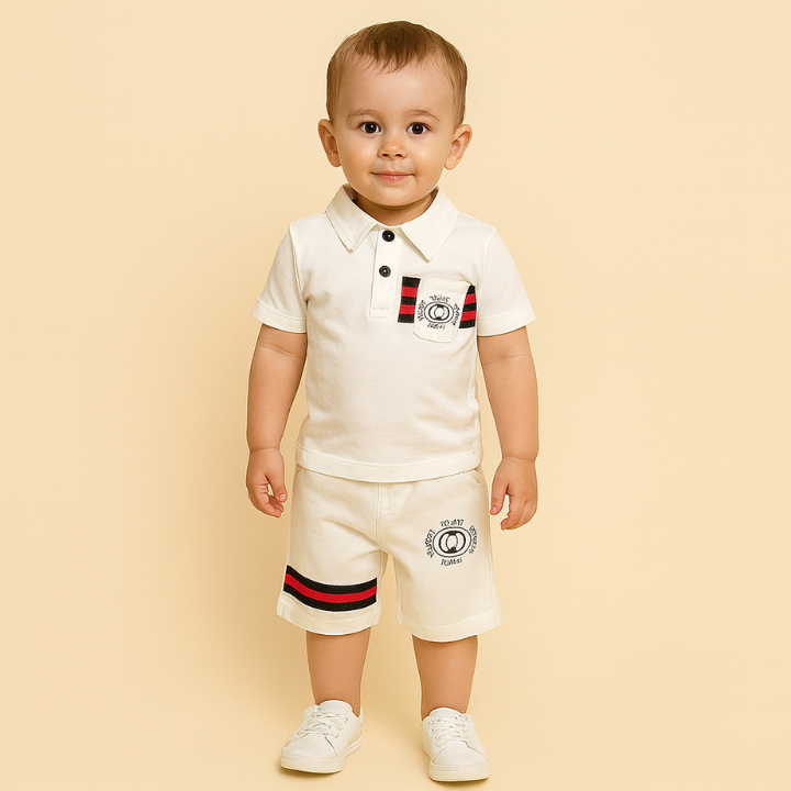 Polo cotton T-Shirt & Shorts Set – Stylish Designer Inspired Look