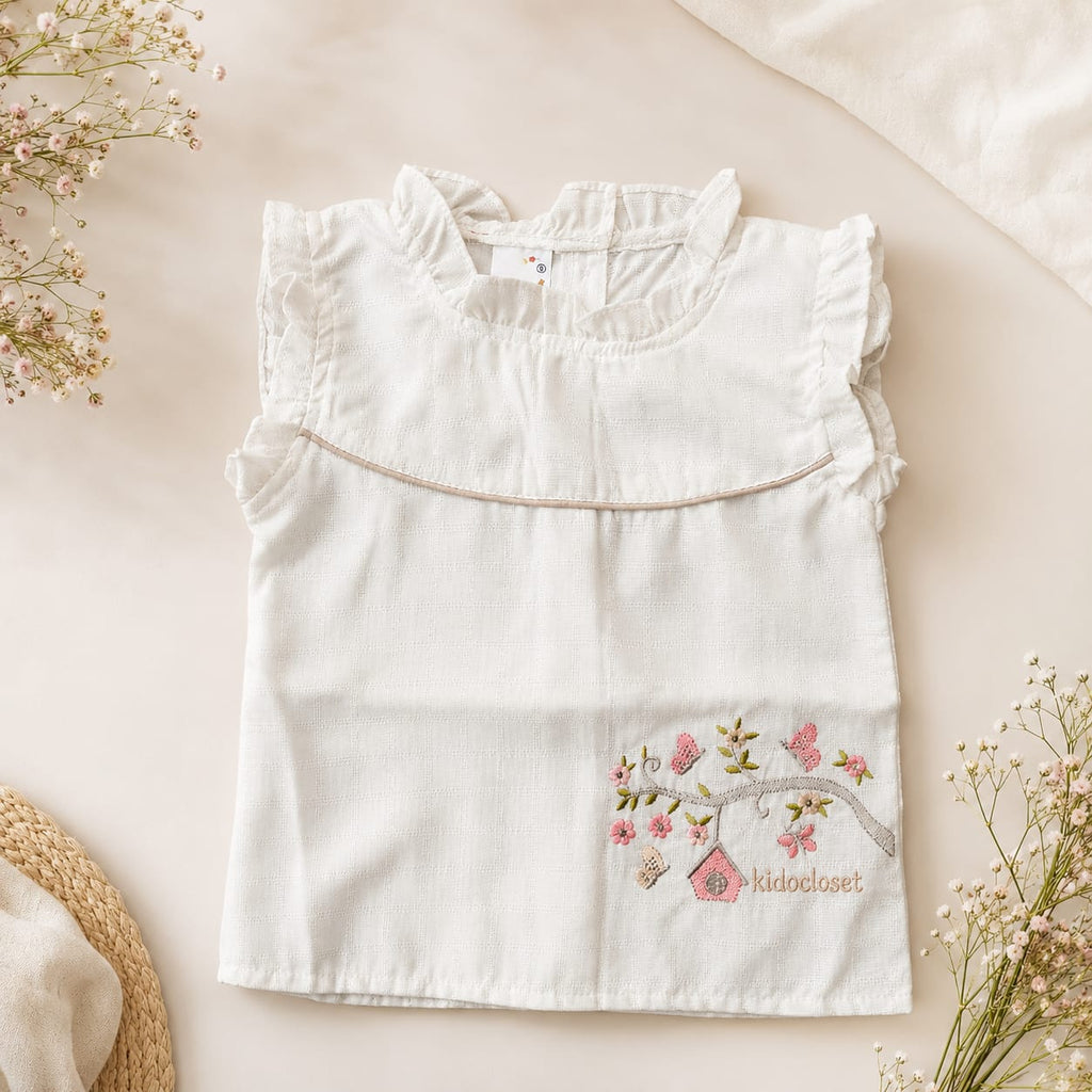 Baby Girls' Embroidered Top & Eyelet Skirt Set