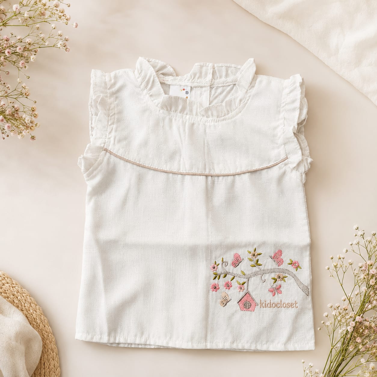 Baby Girls' Embroidered Top & Eyelet Skirt Set