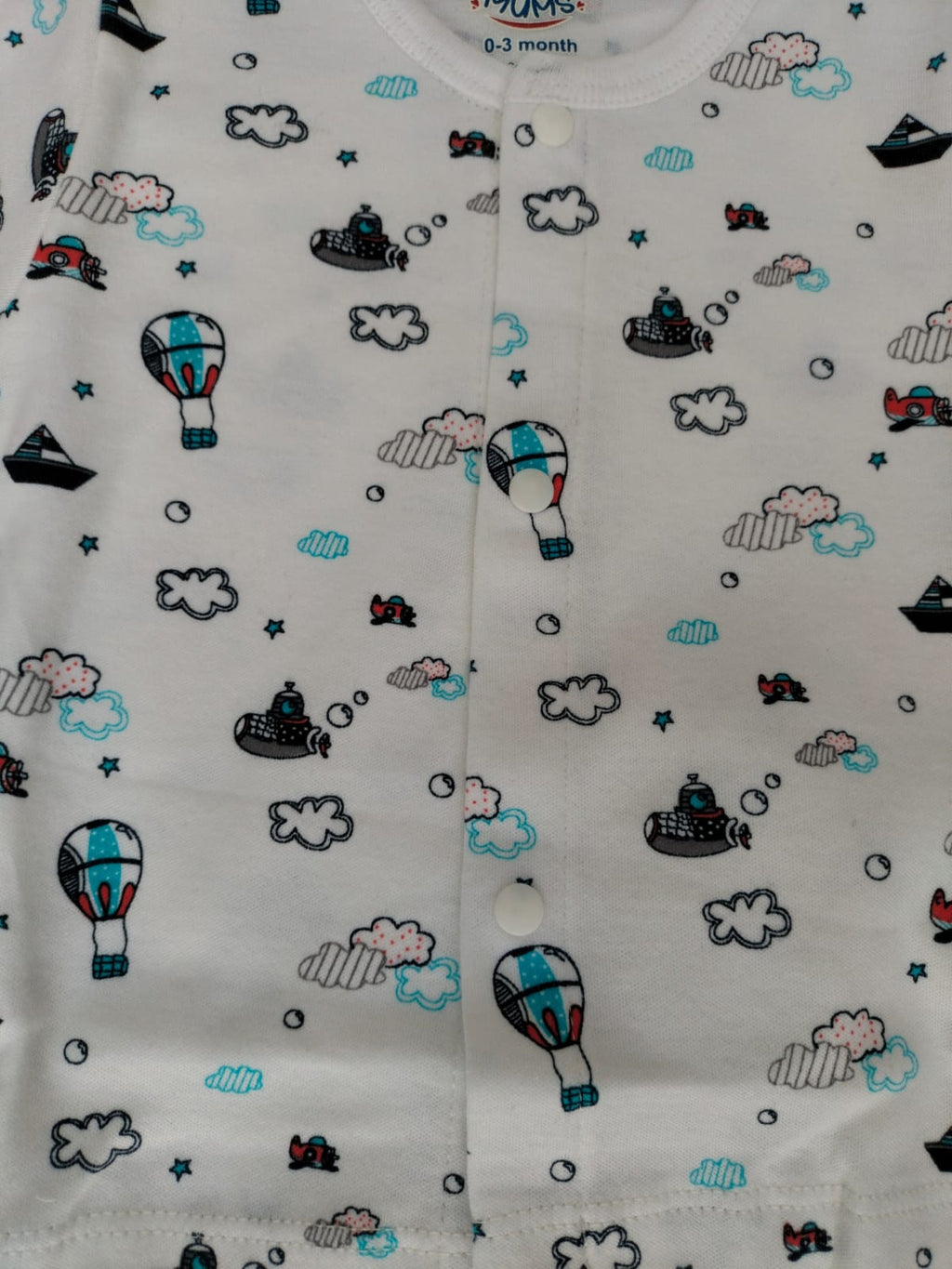 Newborn Printed Shirt, Pajama & Cap Set