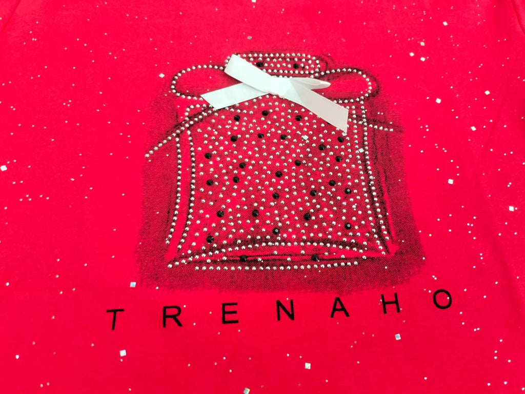 Girls' Red Glitter Print T-Shirt