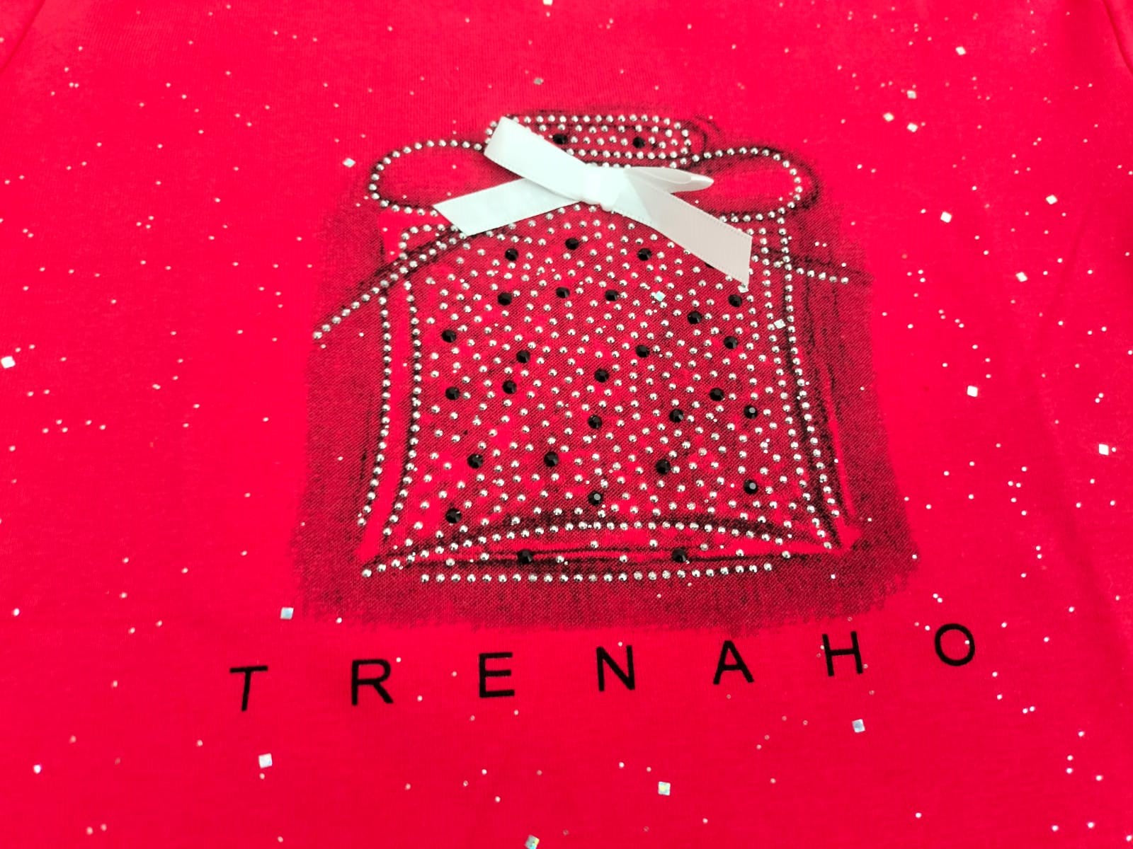 Girls' Red Glitter Print T-Shirt