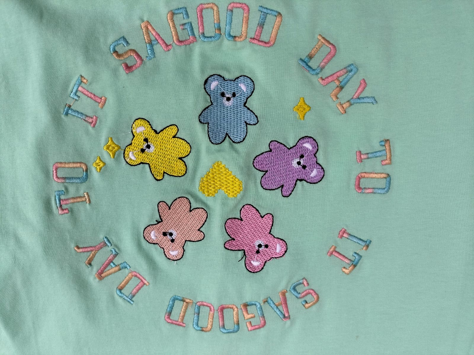 Girls Mint Green Teddy Bear T-Shirt