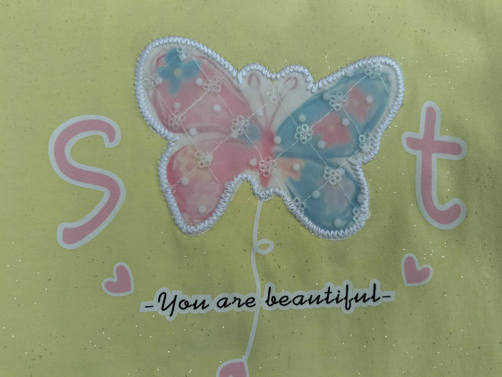 Girls Butterfly Print Frill Hem T-Shirt – Soft & Stylish Casual Wear